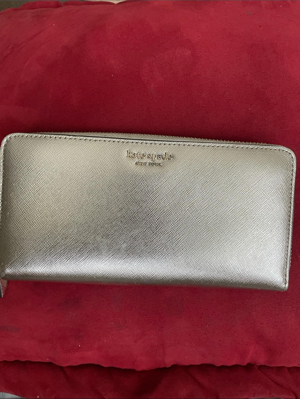 kate spade Metallic Gold Zip-Around Wallet Great Condition